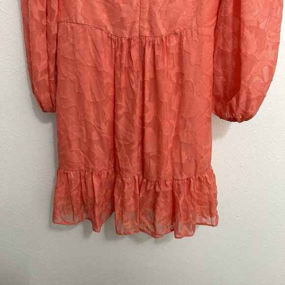 Alex Marie Dress Coral Peach Floral Fit And Flare Size 10 Long Sleeve NWT $158 - Picture 10 of 13